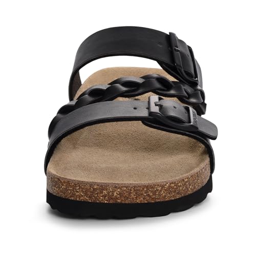Image of KIDMI Women's Cork Footbed Sandals with Arch Support Comfortable Slip-On Slide Sandals With Adjustable Buckle for Summer