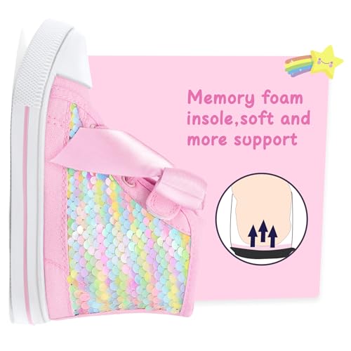 Image of K KomForme Toddler High Top Sneakers Canvas Shoes with Hook and Loops