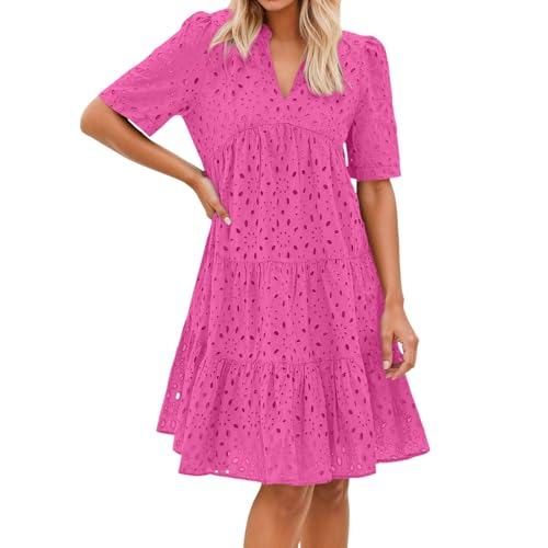 Robe de plage style avec dentelle élégante robe midi moulante rose taille XL