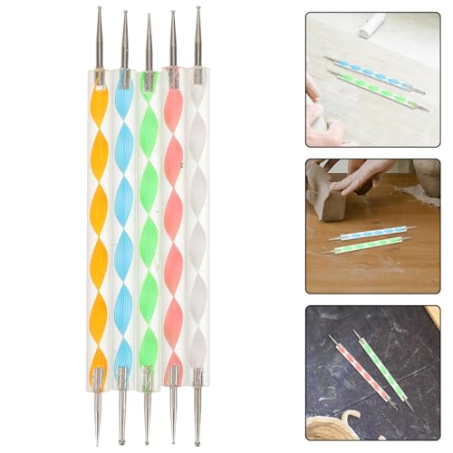 HOMOCONO Lot de 10 outils de pointillage double face en acrylique et métal avec poignée ergonomique pour l'argile et la modélisation en céramique ainsi que la peinture et les travaux manuels – vue 8