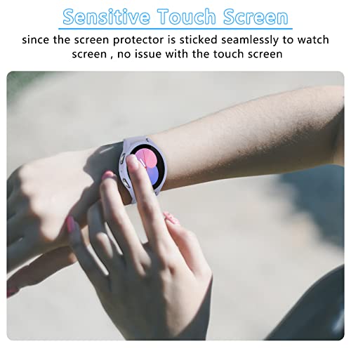 Haojavo [4+6Pack] For Samsung Galaxy Watch 5/Galaxy Watch 4 44Mm Screen Protector Case, 4 Pack Hard Pc Cover Protective Bumper Shell + 6 Pack Tempered Glass Film For Galaxy Watch 44Mm Accessories #TOP3
