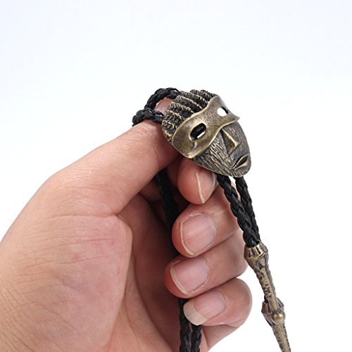 gazechimp Laço De Bolo Do Vintage Cowboy Ocidental Bolo Laço Liga Máscara Preto PU Couro Gravata