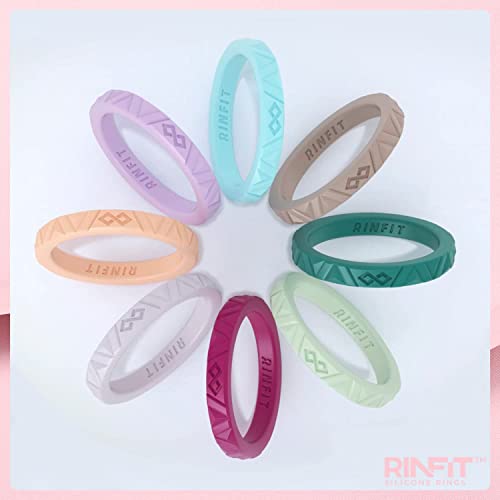 Rinfit Womens Silicone Wedding Ring Set - Rubber Wedding Bands Women - Bridal Rings Sets, Engagement Ring Or Promise Ring & Stackable Silicone Rings, U.s. Design Patent - Dark Aquamarine, Radiant Orchid, Ocean, White, Black, Peach - Size 5 #TOP7