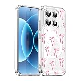 Yojiong Cover Magnetica per Xiaomi 17 5G, Custodia Trasparente Case con Moda con Fiocco Aesthetic Motivo, Anti-Graffio Ultra Sottile Case con Hard PC + TPU Bumper, Rosa
