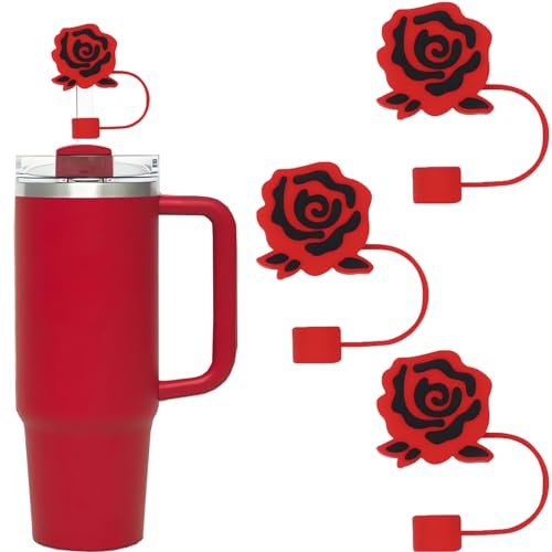 Image of 3Pc Straw Cover for Stanley Cup, Silicone Straw Topper for Stanley Cup 30&40oz with Tumblers, 10mm 0.4in Lid Accessories (Reusable)