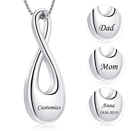 Imrsanl Ashes Jewelry Infinity Urn Pendants Ashes Holder Memorial Keepsake Urn Necklace Cremation Jewelry for Pet/Human (Customize)