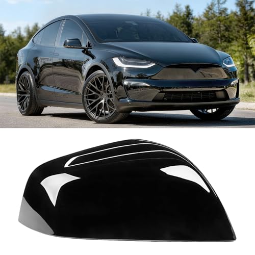 Jaronx Compatible with Tesla Model X Mirror Cover Replacement 2016-2025, Right Passenger Side Clip-on Rear View Mirror Cover Cap for Tesla Model X Accessories 1054431-00-D (Black)