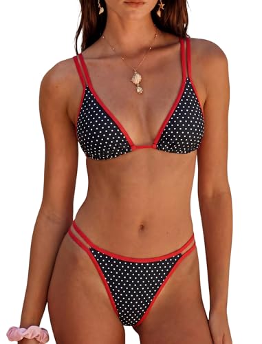 ZAFUL Women Dual Straps Bikini Floral Triangle Cheeky Two Piece Swimsuit