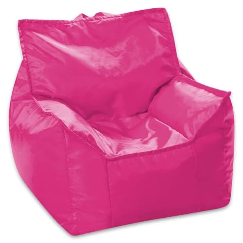 Adult Kids & Teen Bean Bag Chair Lounger with Soft Plush Fluffy Seat 25" W X 25" L X 20" D | Pretty Hot Pink Color All Seasons Lightweight Stuffed Flexible Durable | Supportive & Comfy