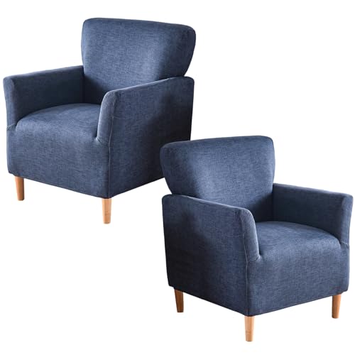 Banquet Armchair Slipcovers Waterproof Chair Slipcovers with Arms 2-Piece Stretch Chair Covers for Living Room Anti Slip Soft Armchair Slipcover Kids Pets Friendly Furniture Protector 17