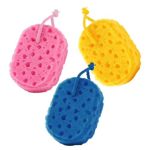 LIFKICH 3 Esponjas de Baño y Reutilizables de Esponja en Forma de Panal Ricas en Espuma para Ducha Ideales para Cuidado Diario Piel en Baño
