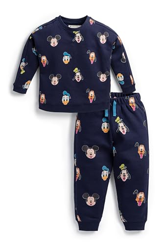 MONICA + ANDY Sporty Sweatsuit, Size 4T, Mickey and Friends on Navy, 100% Organic Toddler Clothes for Boys, Sustainable Super Soft Cotton, Sizes for Kids, Toddler, & Infant
