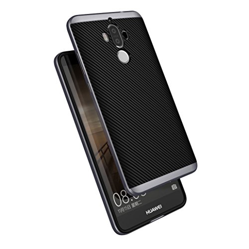 Huawei Mate 9 Funda , ivencase Prima Híbrido Anti-rasguños Marco Bumper Carcasa Doble Capa Fibra de Carbono para Huawei Mate...