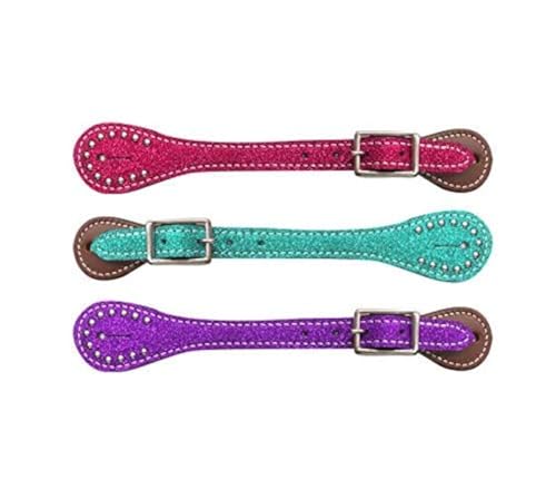 Showman Youth Glitter Leather Spur Straps
