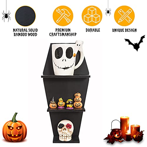 Day To Night Decors Coffin Shelf For Spooky Goth Decor,Gothic Room Decor - Free Standing Or Wall Floating Shelves For Bedroom, Bathroom Decor,Halloween Home Decor For Oddities And Curiosities-(Black) #TOP1