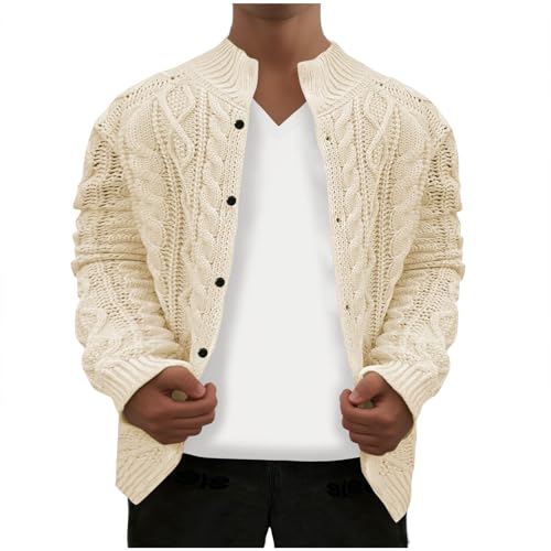 Mens Cardigan Sweaters with Buttons Men's Shawl Collar Cardigan Sweaters Cable Knitted Sweater with Button Acrylic M-4XL