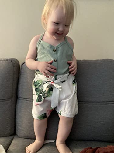 Toddler Baby Girl Romper Summer Sling Floral Jumpsuit Playsuit One Piece Outfits Clothes (3-4T) Green #TOP1