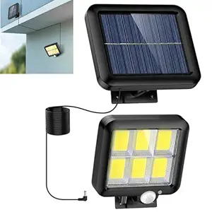 Solar Light Outdoor with Motion Sensor, Solar Light + Solar Panel Separate Design with 4m Cable for Home Garden Balcony, Waterproof 120 LED Solar Wall Light with 120 degree Lighting Angle Night Spotlight