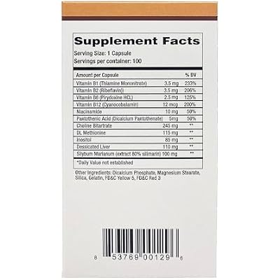 Dietary Supplement for Liver Detox & Cleanse, Daily Detox & Liver Support with Vitamins, Nutritional Support, Detox & Repair, 100 Capsules, 1-Pack
