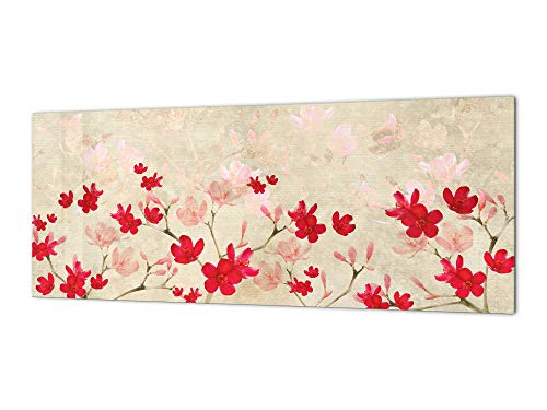 Modern glass splashback - Tempered kitchen glass panel Flowers&Plants Series