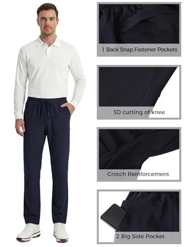 INCERUN Mens Golf Pant Stretch Work Dress Pants Lightweight Business Casual Pants for Men Quick Dry Water Resistant Classic Fit Comfy Trousers with Pockets Navy Large — view 4