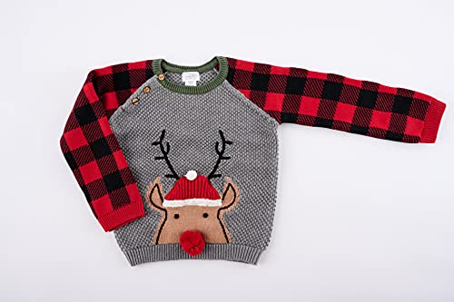 Mud Pie Baby Boys' Buffalo Reindeer Sweater, Multi, Small (12-18 Months) #TOP4