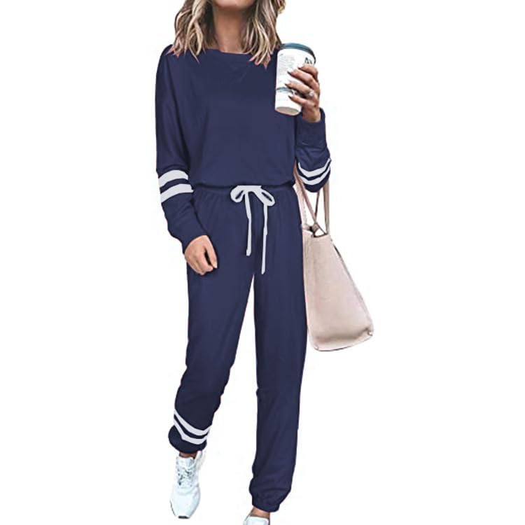Pull manches longues et pantalon de jogging femme S - Ensemble 2 pièces d'automne bleu marine