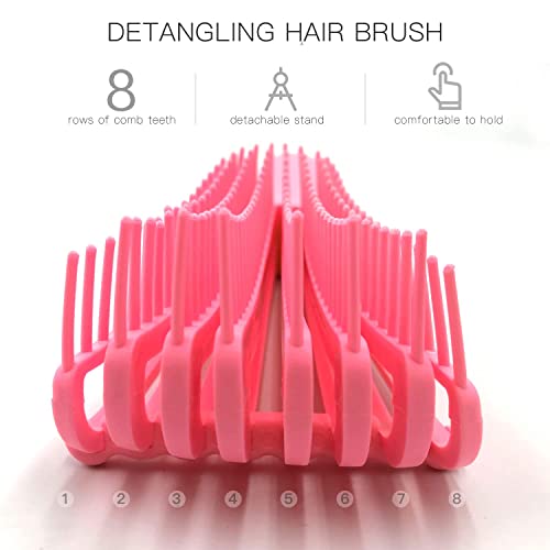 Hair Brush Set Detangling Hair Brush 9-Row Cushion Nylon Bristle Brush Dual Edge Brush Teasing Brush Parting Comb For Braids (Pink-2) #TOP1