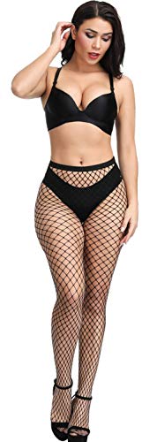 Image of 4 Pairs Women Fishnet Tights,Mesh Fishnet Stockings Pantyhose,Thigh High Elastic Stockings