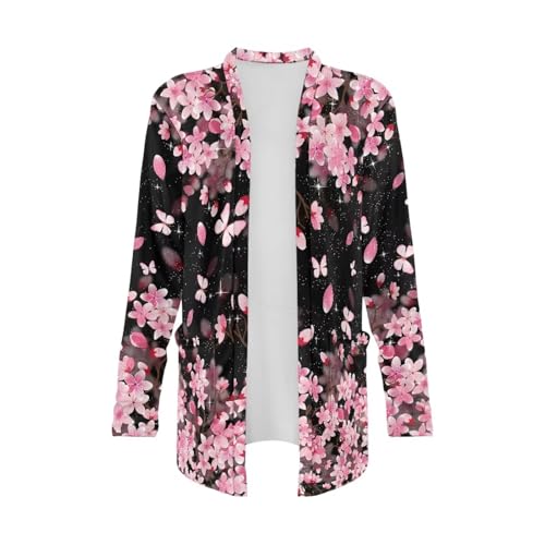 Image of Biyejit Women's Long Sleeve Open Front Cardigan Casual Loose Lightweight Cardigans with Pockets Drape Cardigan
