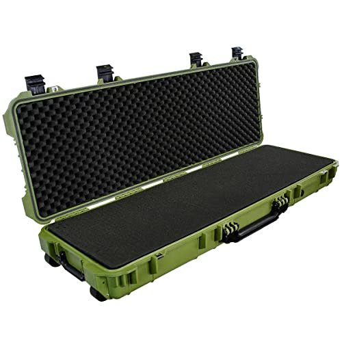 Eylar Don't Tread On Me Hard Rifle Case, Waterproof & Shockproof With Foam (Green, 44 Inch Rifle Case) #TOP4