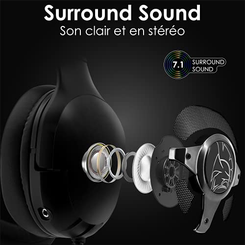 WarCry G-W10 Cuffie Gamer RGB - Audio Surround 7.1 Virtuale Software incluso Anti-Rumore- Compatibile PS4, PS5, Xbox One Series, PC, MAC -Telecomando - Microfono Staccabile - Cuffia gaming - Immagine 4