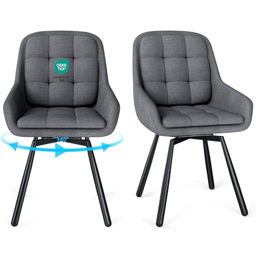 JIJIAN Juego de 2 Sillas de Comedor Giratorias