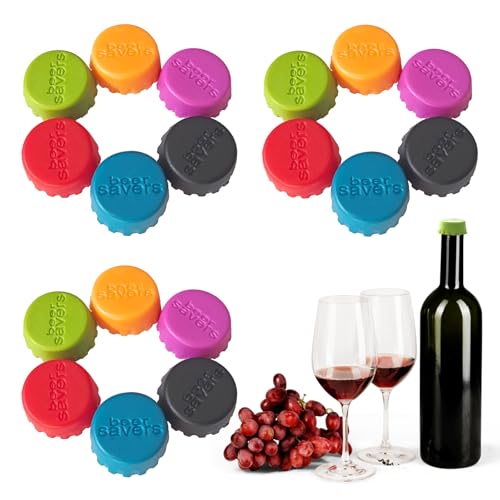 18 Stück Wiederverwendbare Silikon Kronkorken, Hochwertiger Silikon Kronkorken Verschluss, Kronkorken Verschluss Silikondeckel, Bierdeckel für Bier Verschluss, Siegel Flaschen Verschluss für Bier