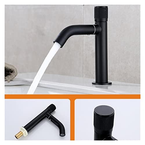 Grifo de lavabo negro cromo de acero inoxidable single cold tap 6