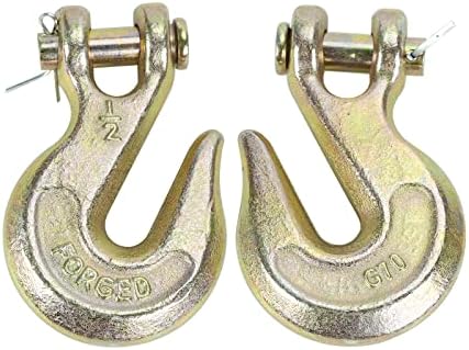 PRFFWK 1/2 Inch G70 Heavy Duty Clevis Grab Hook for Trailer Truck Transport Chain (2 Pack) 11,300 lbs Working Load Limit