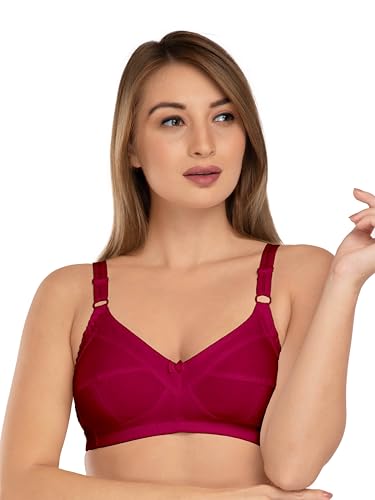 Image of DAISY DEE Women's Cotton Brassiere Non-Padded Wirefree Seamed Full Coverage Comfort-fit Cut and Sew, with Broader Band Regular /Dress /Saree Bra - NSHPU