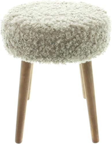 FRANK FLECHTWAREN Hocker Curly Cover, Kunstfell, Holz Maße: Ø...