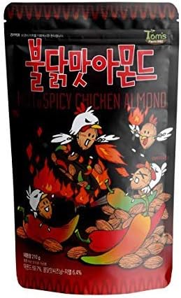 Gilim Tom's Farm Korean Seasoned Almonds Buldak(Hot&Spicy Chicken) Flavor (210g) x 1 Pack