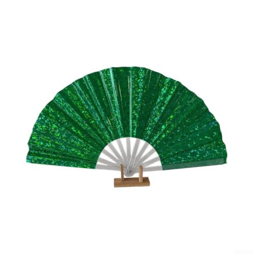 PureBowlic Ventilador de baile de PVC transparente de 33 cm Ventilador plegable de Kung Fu para espectáculo de música Festival de música Ligero Plástico Hueso Decorativo Accesorio de espectáculo de