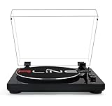 RLINE - Giradischi Vinili Bluetooth Nero Lucido, Lettore Vinili 33 e 45 Giri, Piatto 12" con Bordo Cromato, Piedini Antivibrazione, Cartuccia Magnetica AT3600, Pre-amplificatore Attivabile