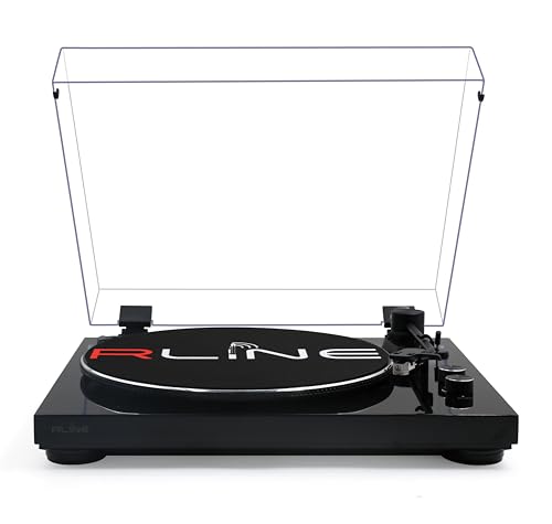 RLINE - Giradischi Vinili Bluetooth Nero Lucido, Lettore Vinili 33