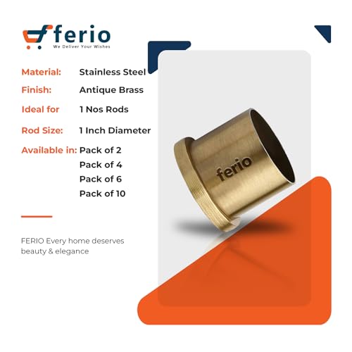 Image of Ferio Zinc Curain Brackets Wall to Wall Counsil for Door and Window 1 Inch Brass Antique Set of 1 (Pack of 2)