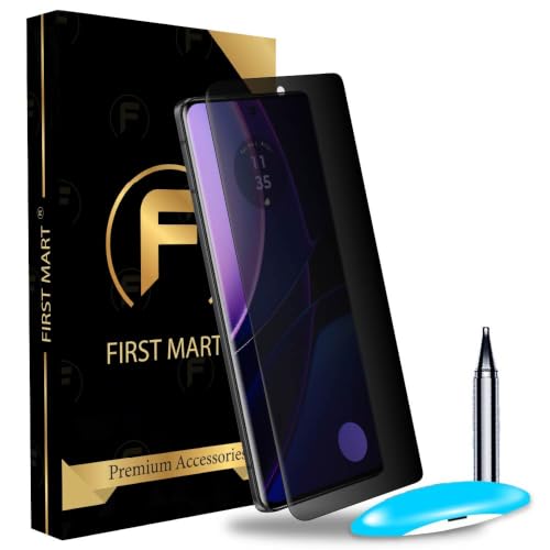 Image of FIRST MART UV Privacy Tempered Glass for Motorola Edge 40 | Anti-Spy 9H Curved Screen Protector, Edge-to-Edge, Case-Friendly | 1 Pack