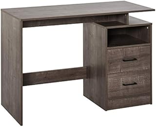 HOMCOM Computer Desk with Shelf, Drawer Writing Table for Home Study, Office, Grey Wood Color
