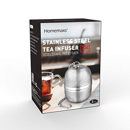 HOMEMAXS 2pcs Infusor de chá de malha de aço inoxidável 304 Infusor de bola de chá de folhas soltas