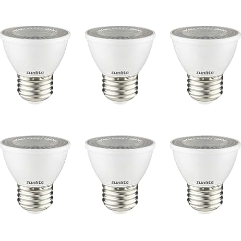 Sunlite LED PAR16 Dimmable, Short Neck Recessed Spotlight Light Bulb, 7-Watt, (50W Halogen Replacement) 500 Lumens, Medium E26 Base, ETL Listed, 6 Count, 2700K Soft White Cover