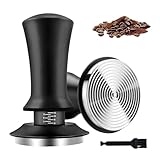 51mm Calibrated Espresso Tamper, Spring Loaded Coffee Tamper with Threaded Ripple Base & Scale for Consistent Tamping, Includes Brush, Premium Espresso Accessories