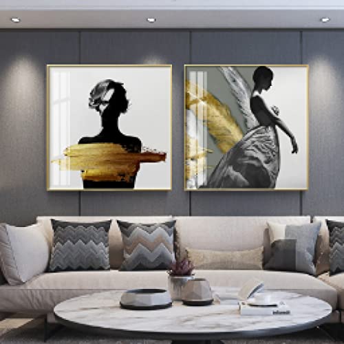 Toile abstraite femme solution mur vide grand tableau salon chambre contemporaine 70x70