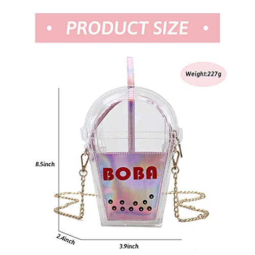 SUKUTU Women's Girls Boba Tea Summer Beach Clear Transparent Cross Body Shoulder Purses4